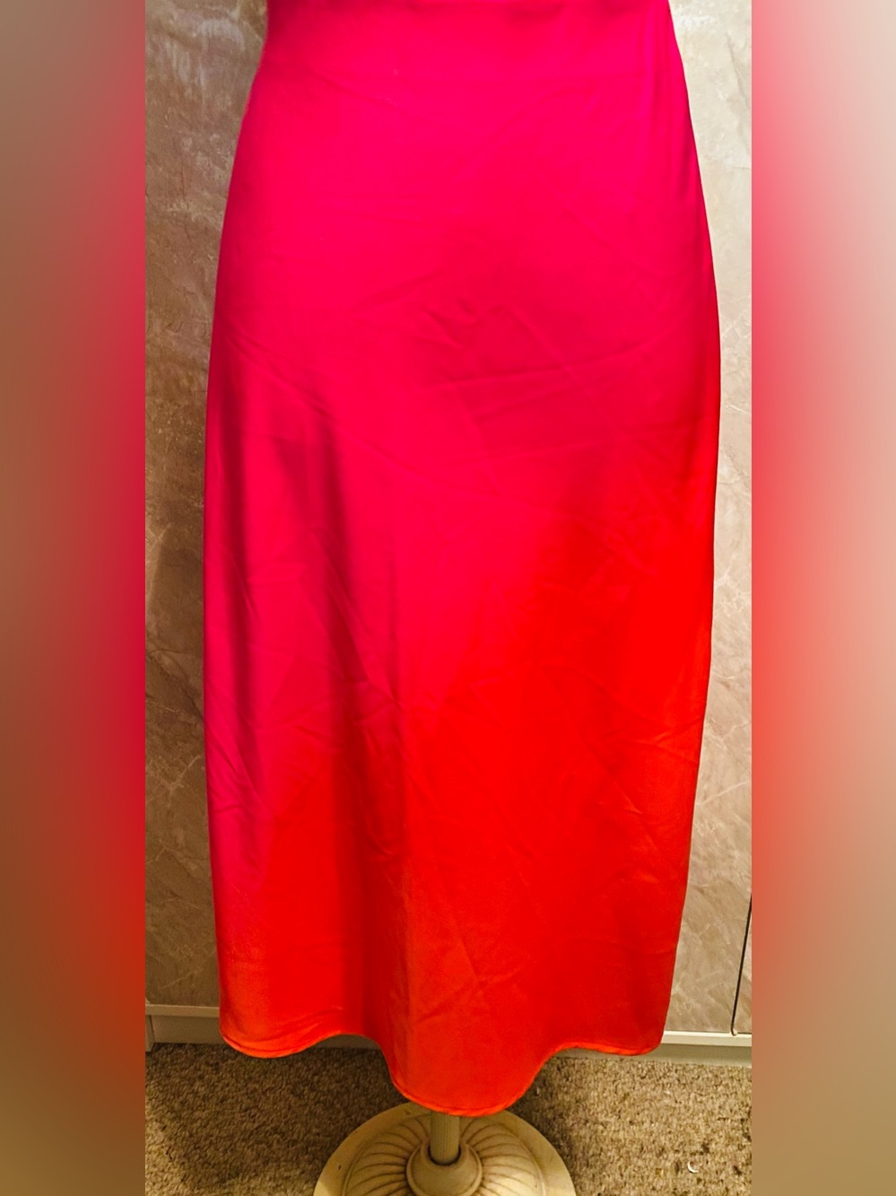 Bold Ombre Orange-Pink Women's Midi Skirt